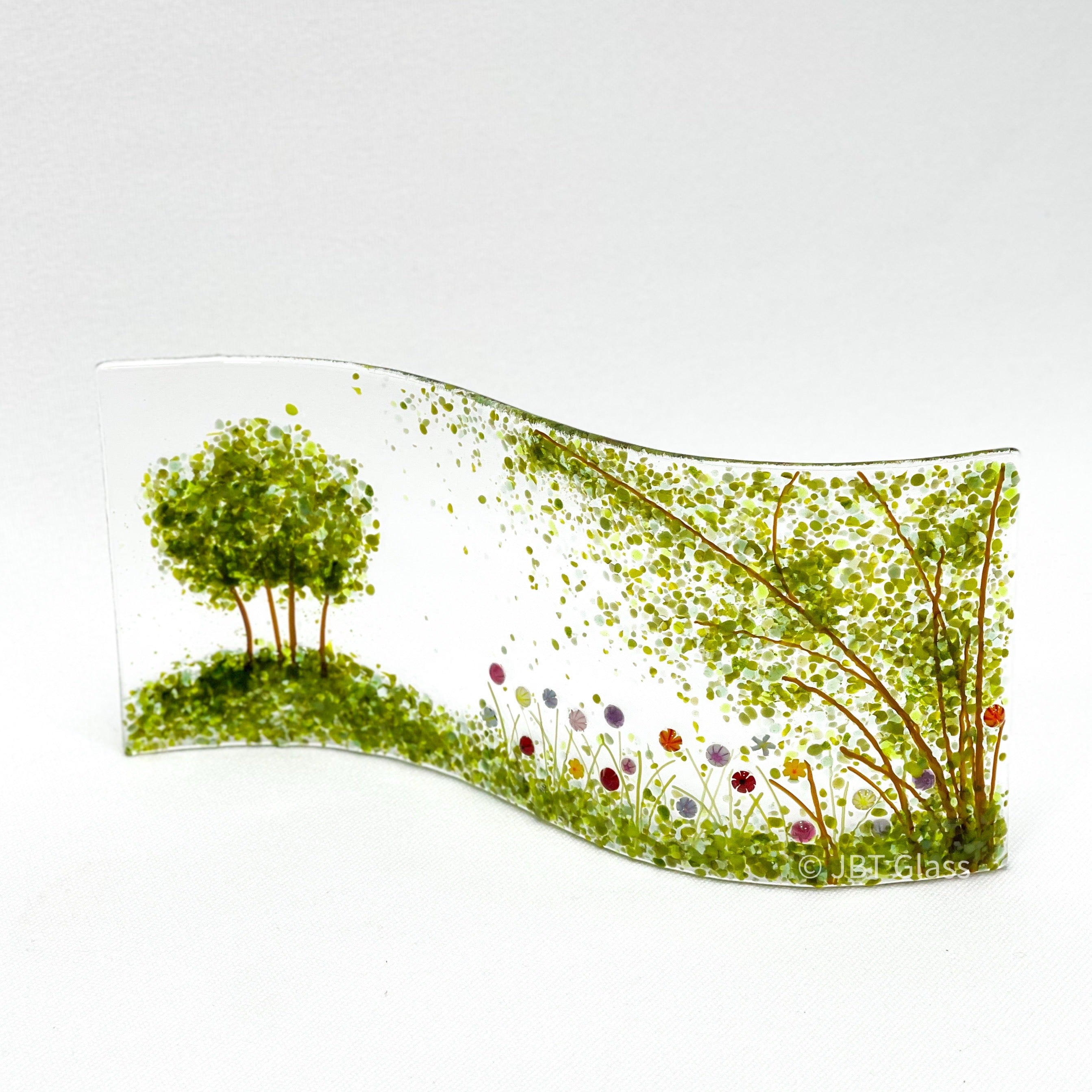 Glass Screen - Fused Glass Wave Summer Meadow