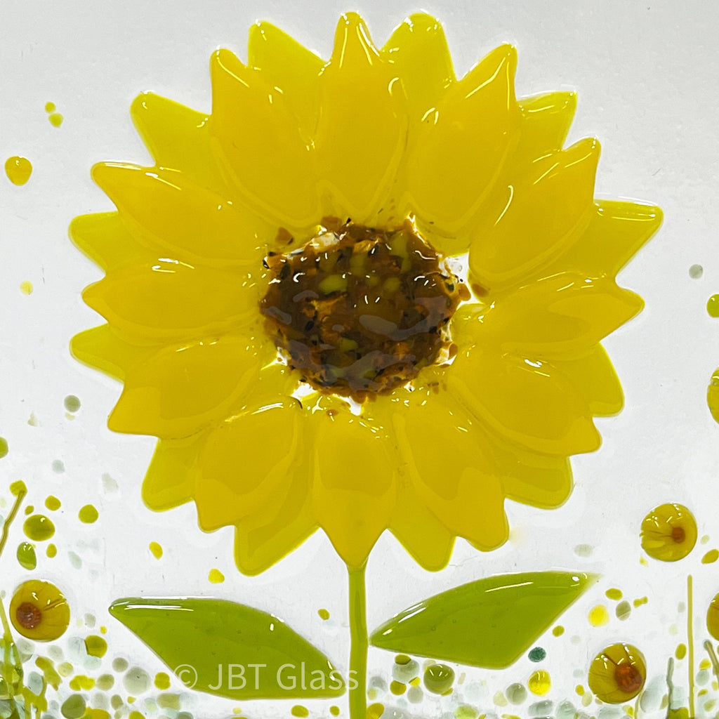 Glass Screen - Fused Glass Wave Sunflower