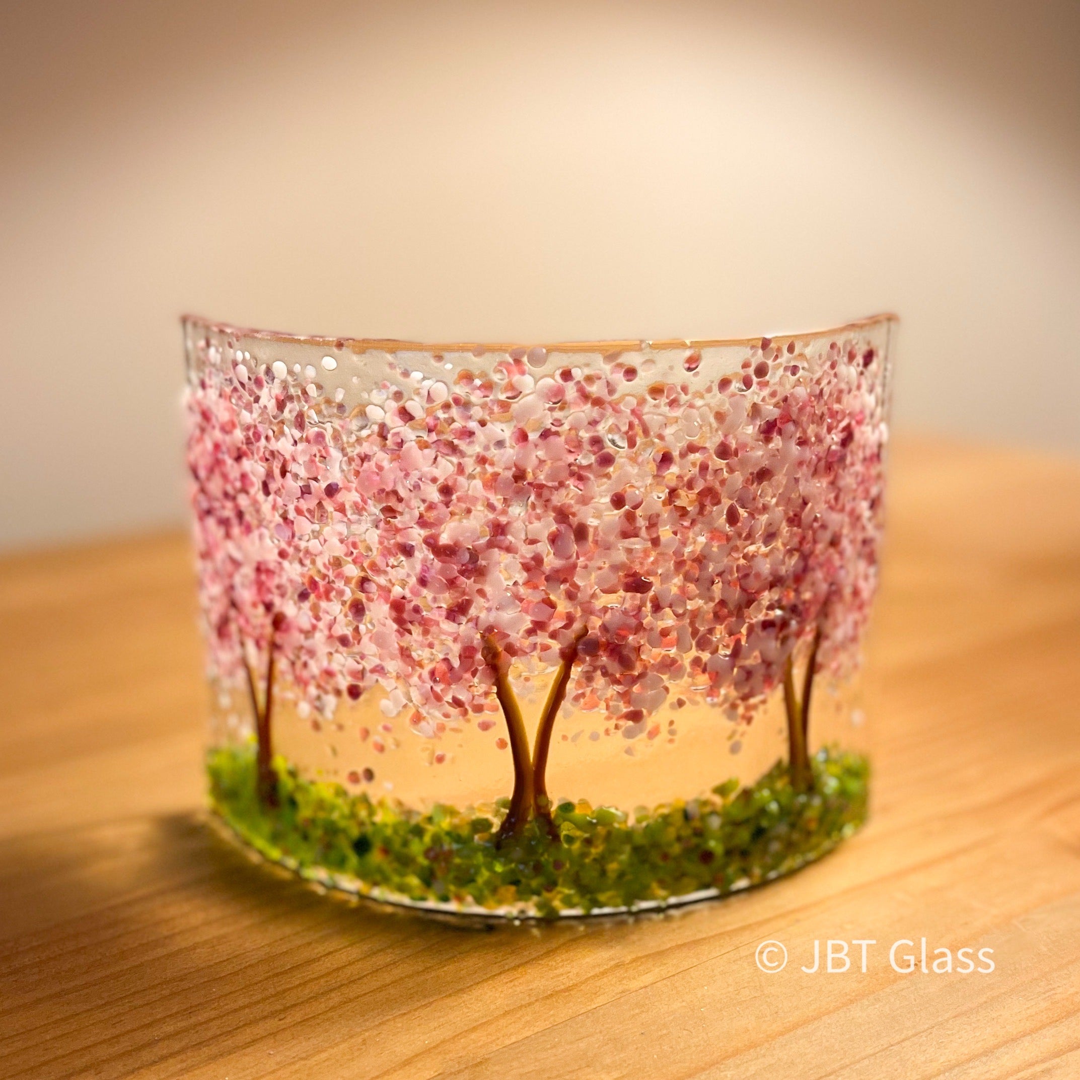 Glass Screen - Fused Glass Cherry Blossom Trees