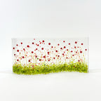Glass Screen - Fused Glass Wave Poppy Meadow