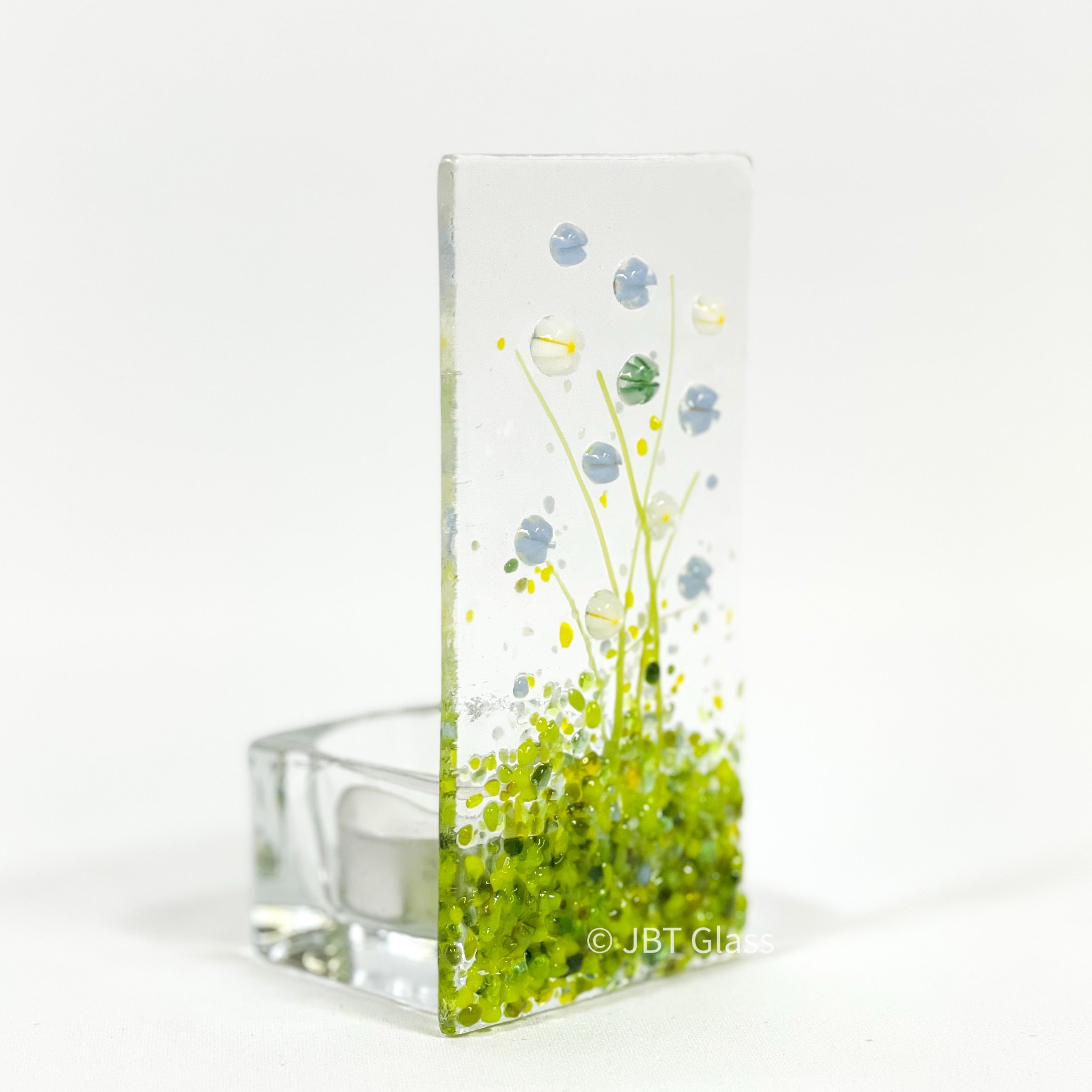 Tea Light - Candle Display - Blue Forget Me Not Flower Meadow