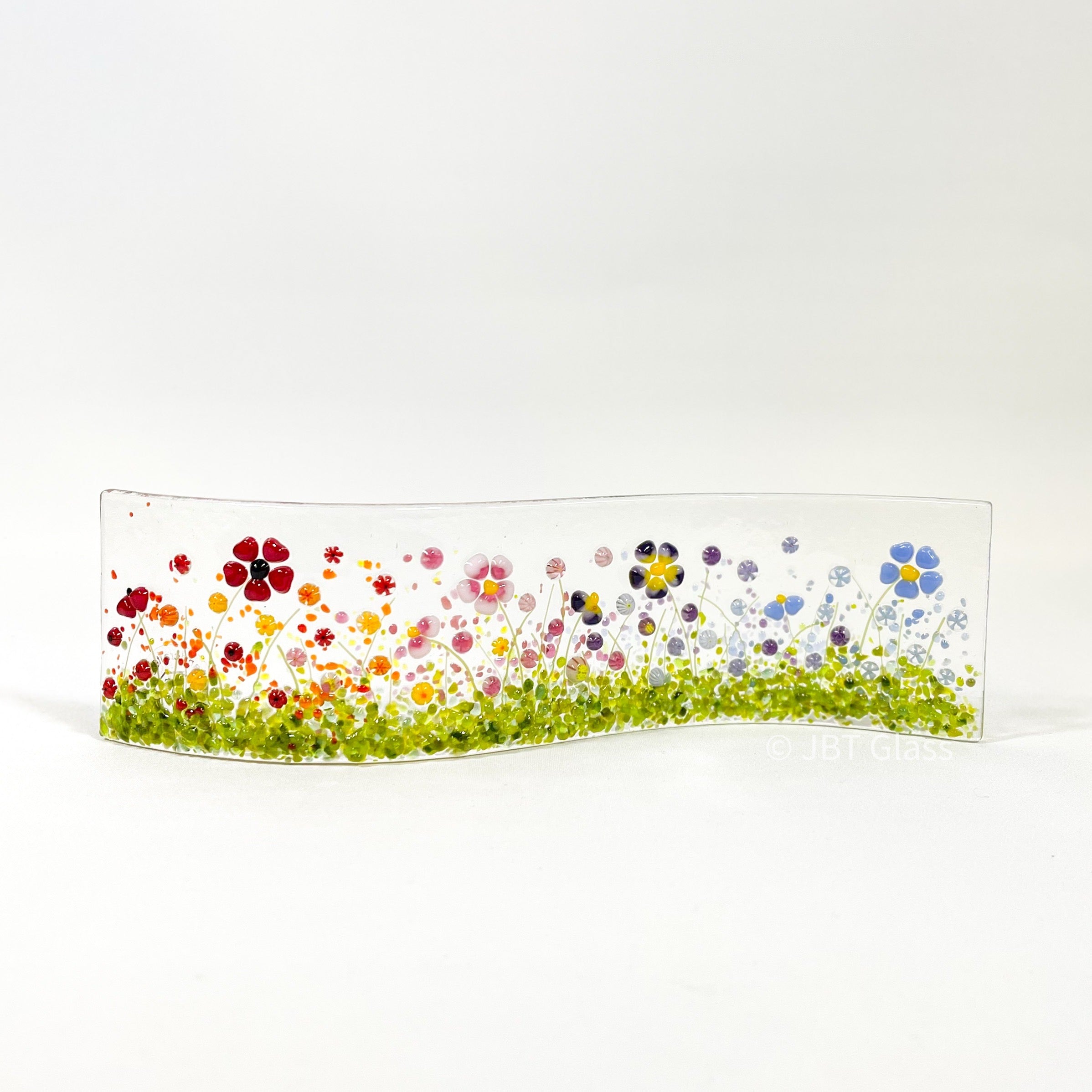 Narrow Glass Screen - Rainbow of Flowers