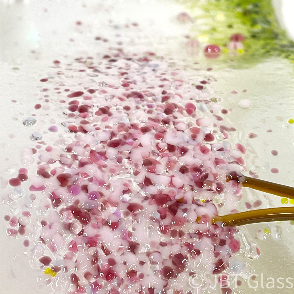Glass Screen - Fused Glass Wave-Cherry Blossom Meadow