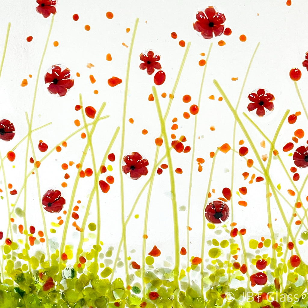 Glass Screen - Fused Glass Wave Poppy Meadow