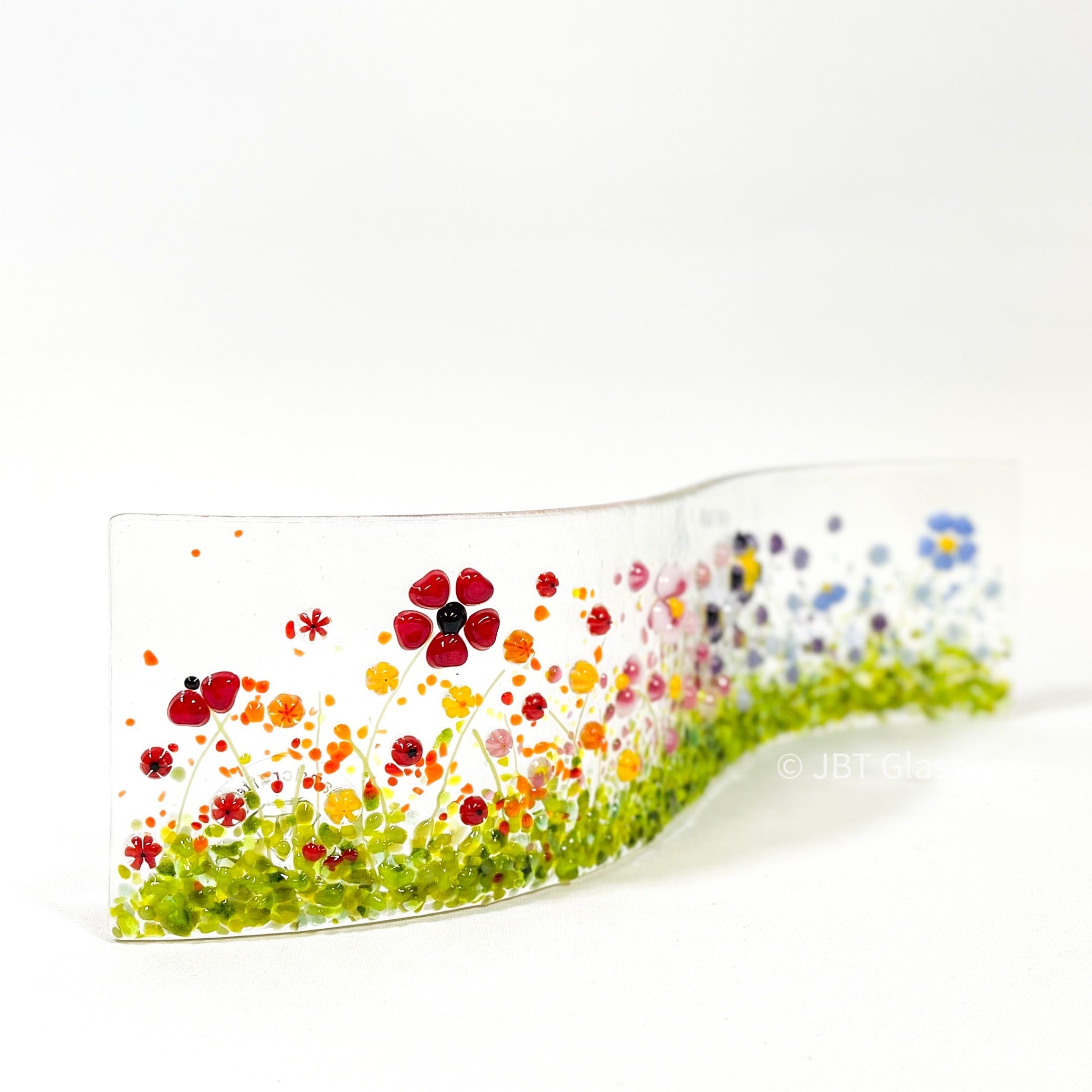 Narrow Glass Screen - Rainbow of Flowers
