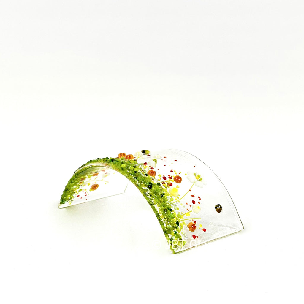 Small Narrow Glass Screen - White Daisy with Orange Flowers