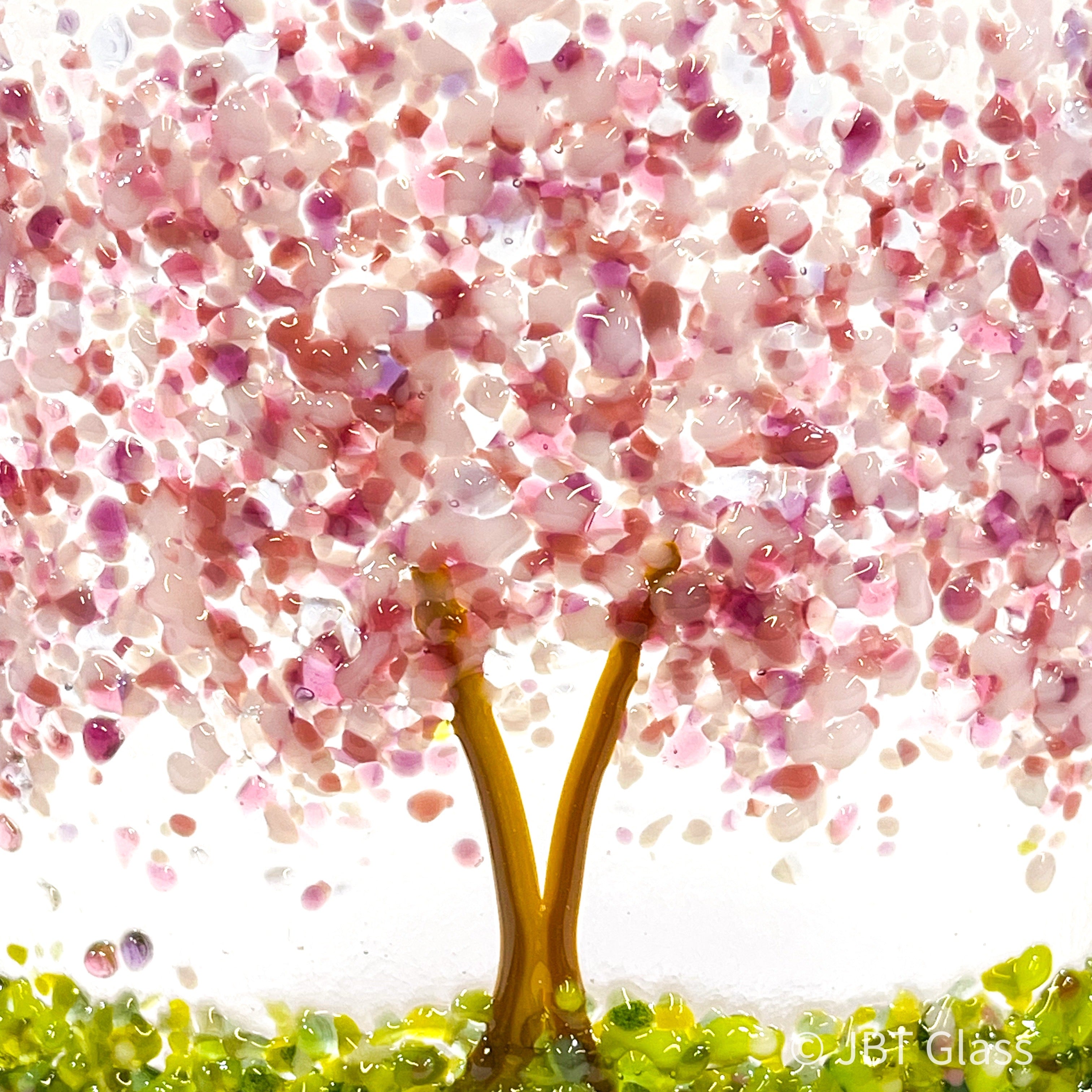 Glass Screen - Fused Glass Cherry Blossom Trees