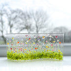 Glass Screen - Fused Glass Wave Wild Flower Meadow