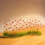 Glass Screen - Fused Glass Wave Poppy Meadow