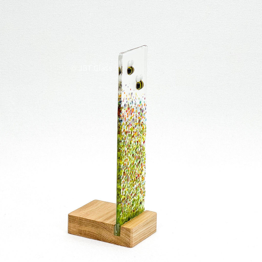 Bee Meadow in Small Oak Plinth