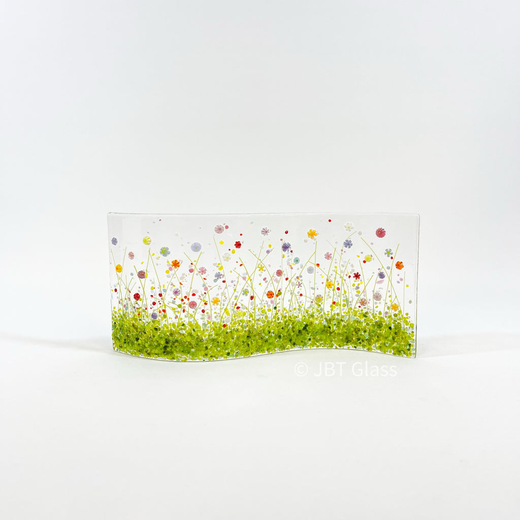 Glass Screen - Fused Glass Wave Wild Flower Meadow
