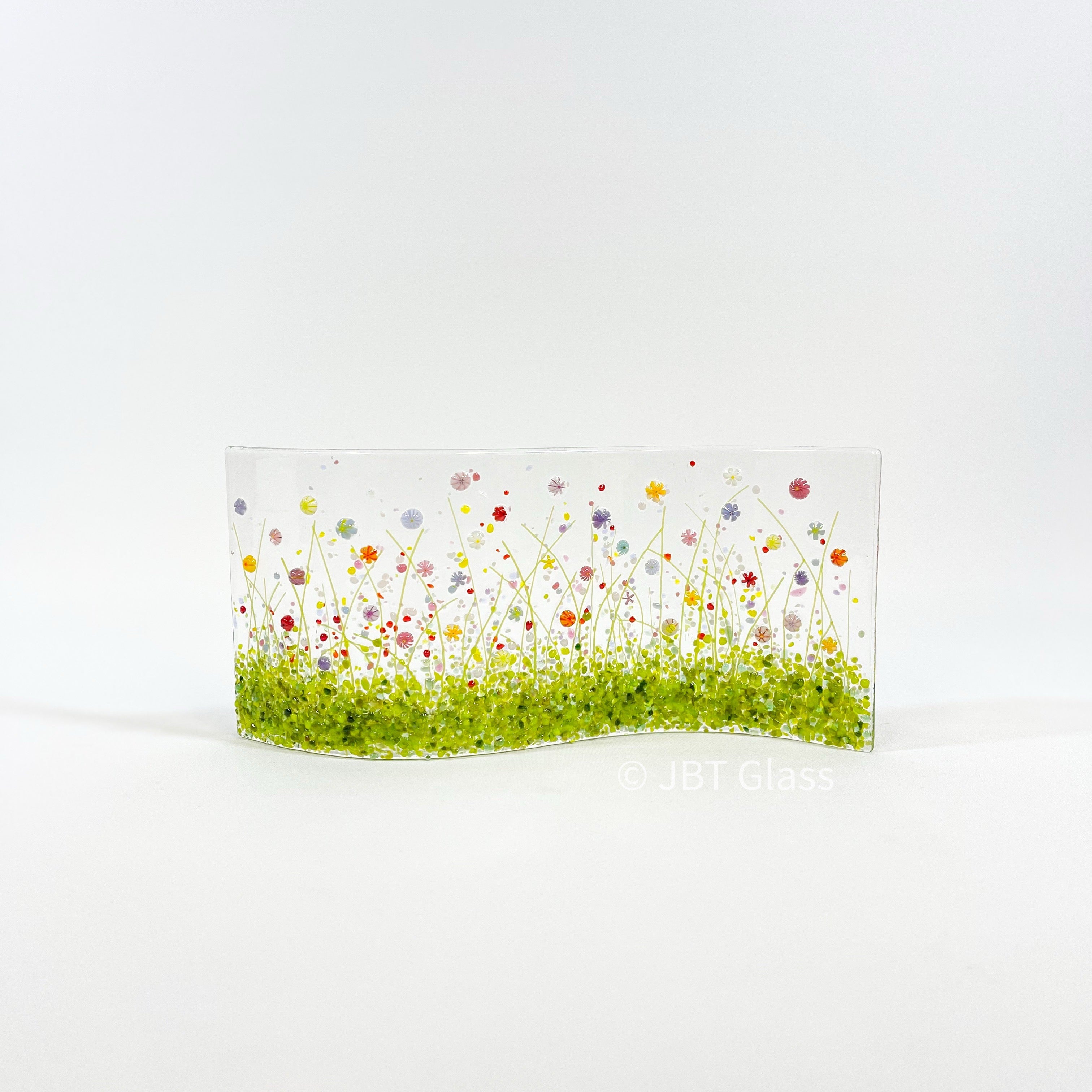 Glass Screen - Fused Glass Wave Wild Flower Meadow