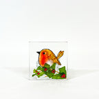 Small Tealight - Robin with Holly