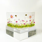 Small Narrow Glass Arch - Pink Flower