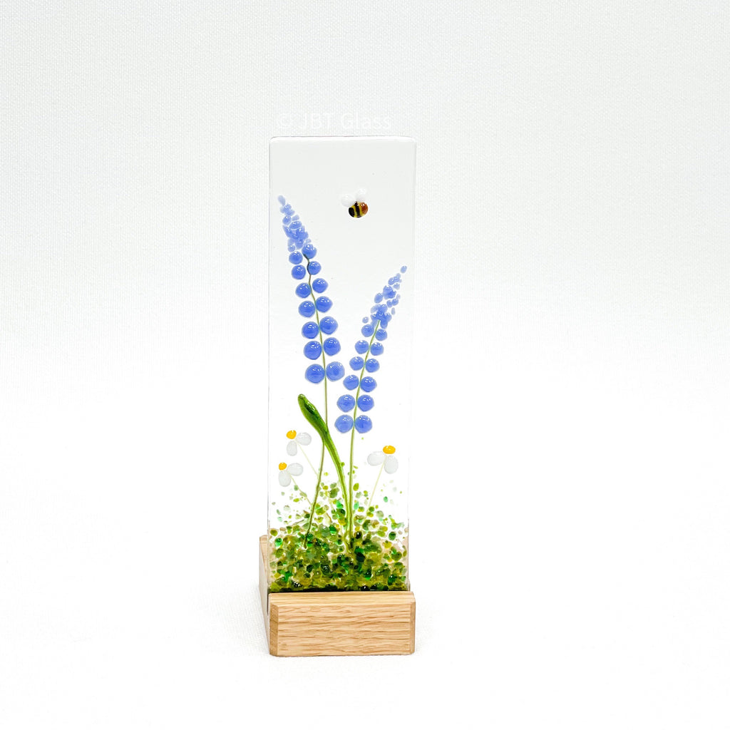 Bluebells in Small Oak Plinth