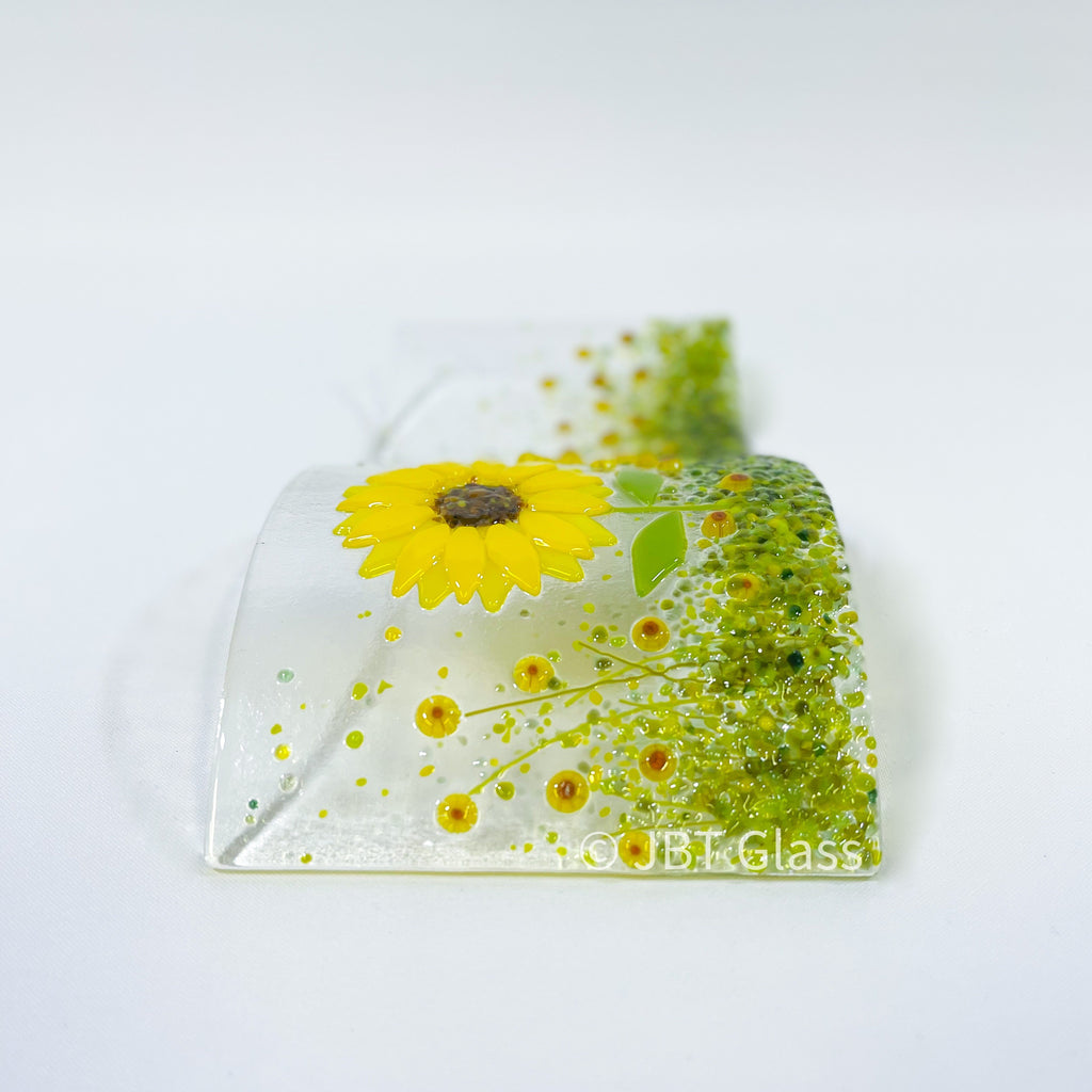 Glass Screen - Fused Glass Wave Sunflower