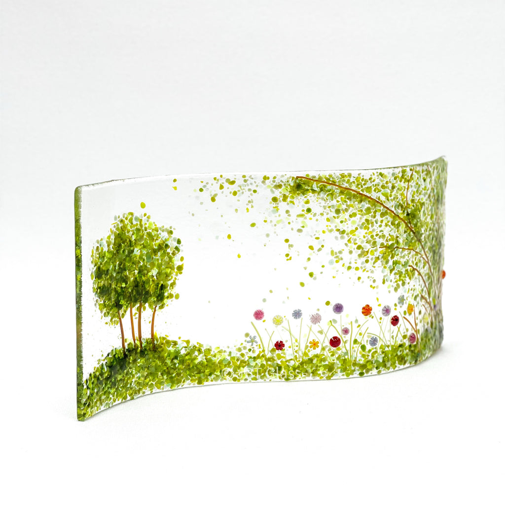 Glass Screen - Fused Glass Wave Summer Meadow