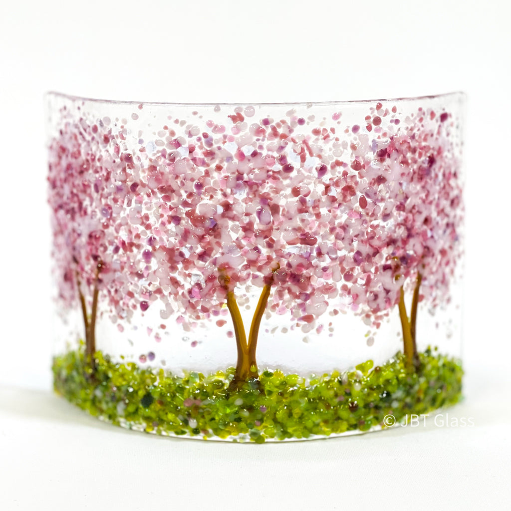 Glass Screen - Fused Glass Cherry Blossom Trees