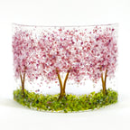 Glass Screen - Fused Glass Cherry Blossom Trees