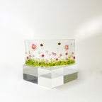 Small Narrow Glass Arch - Pink Flower