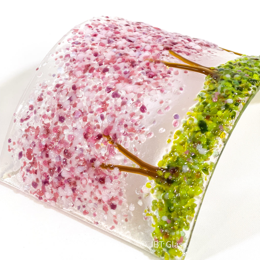 Glass Screen - Fused Glass Cherry Blossom Trees