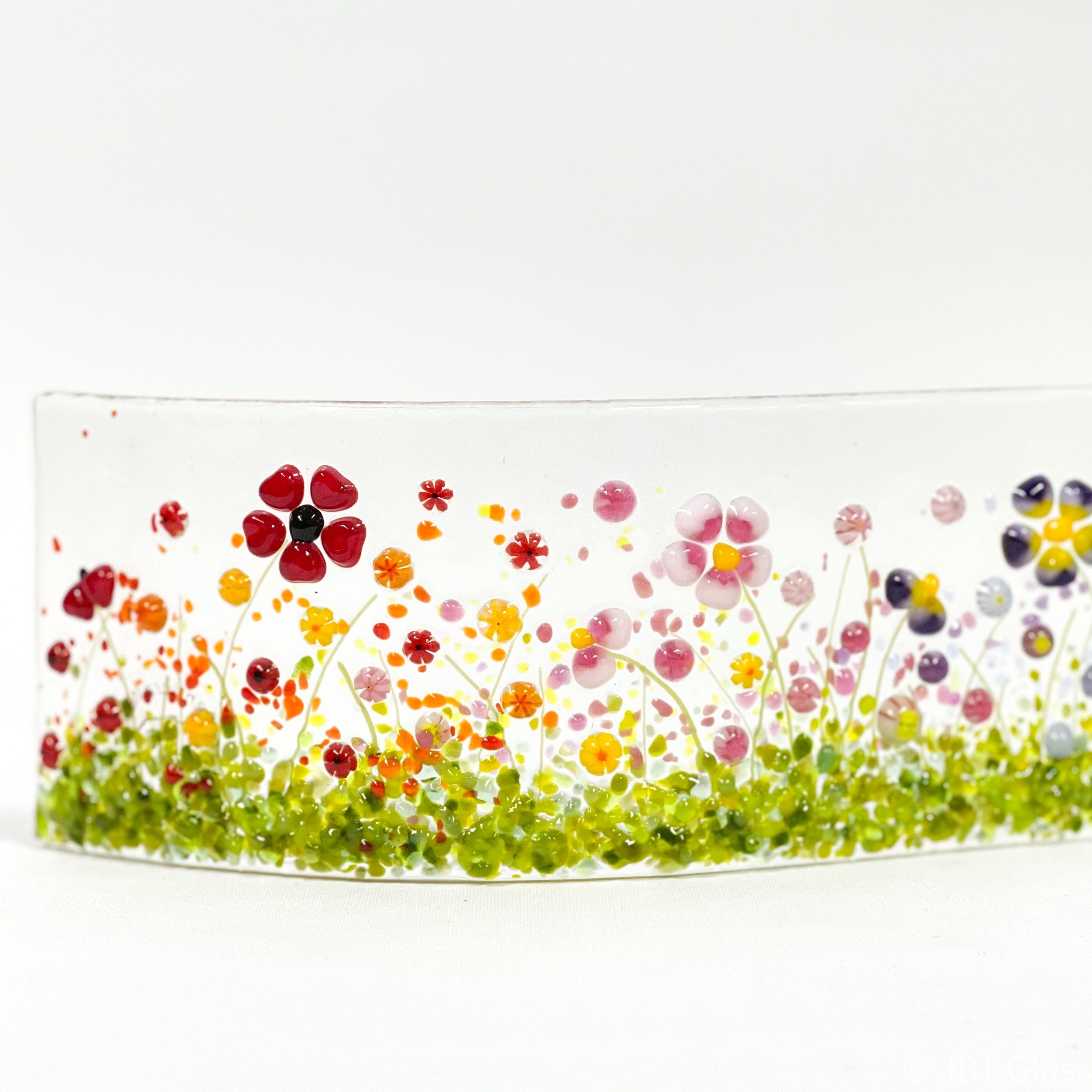 Narrow Glass Screen - Rainbow of Flowers
