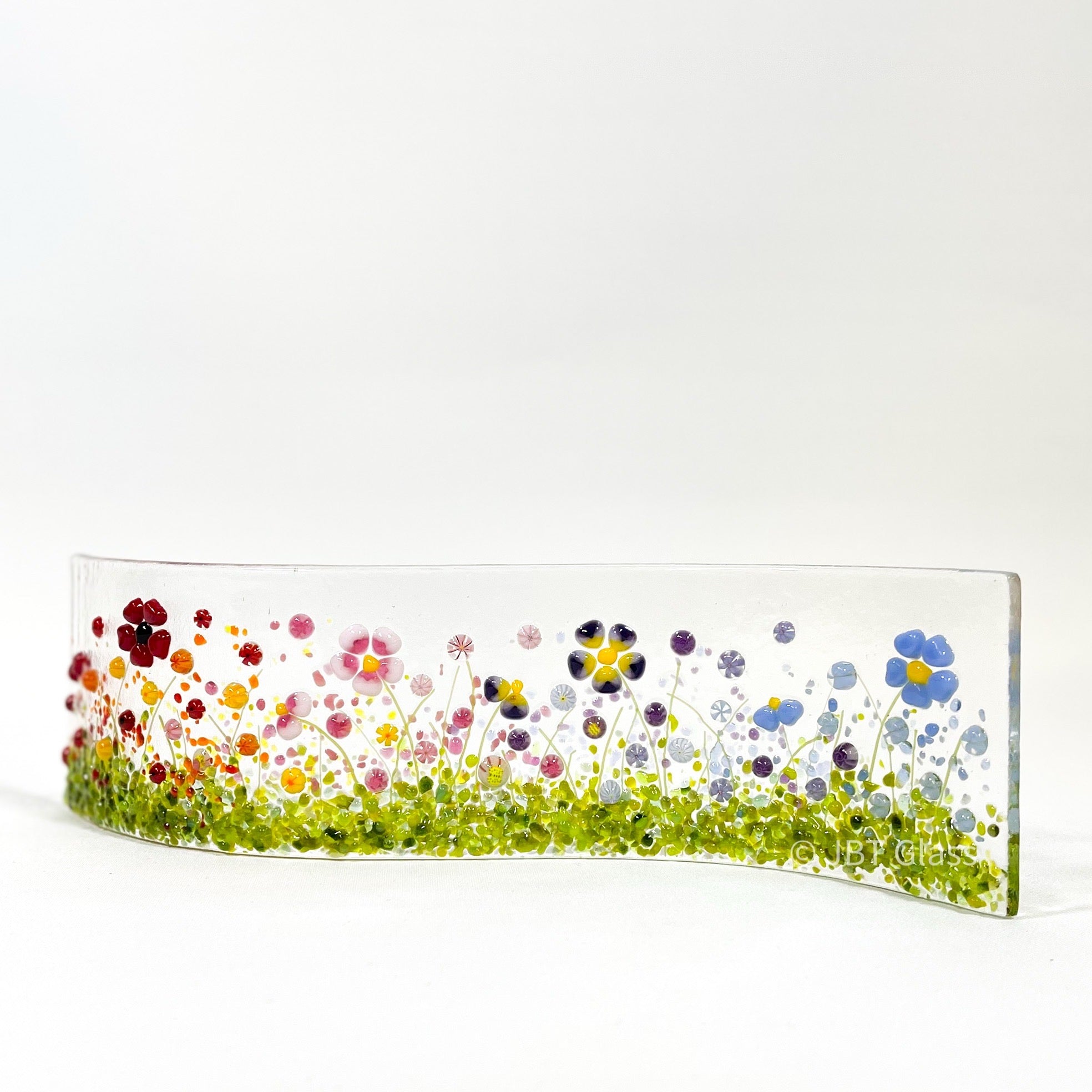 Narrow Glass Screen - Rainbow of Flowers