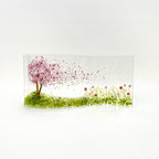 Glass Screen - Fused Glass Wave-Cherry Blossom Meadow
