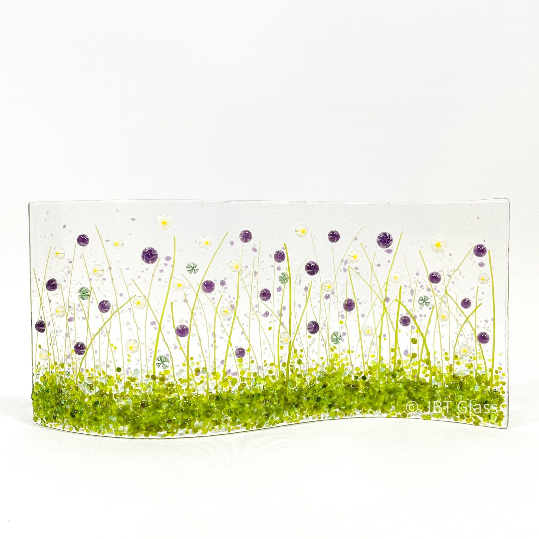 Glass Screen - Fused Glass Wave-Purple and Cream