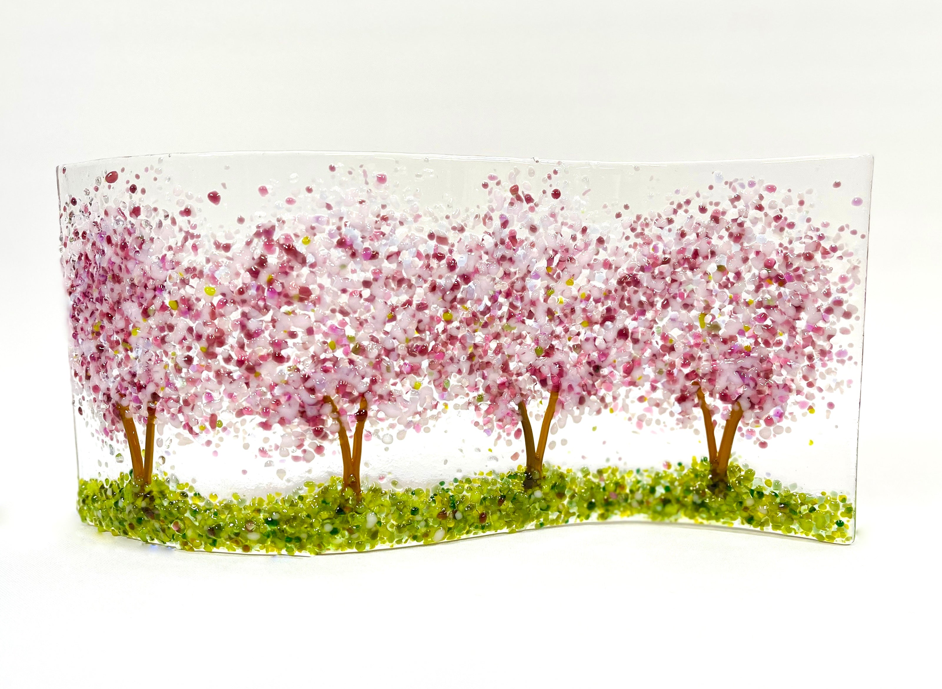 Glass Screen - Fused Glass Wave Cherry Blossom Avenue