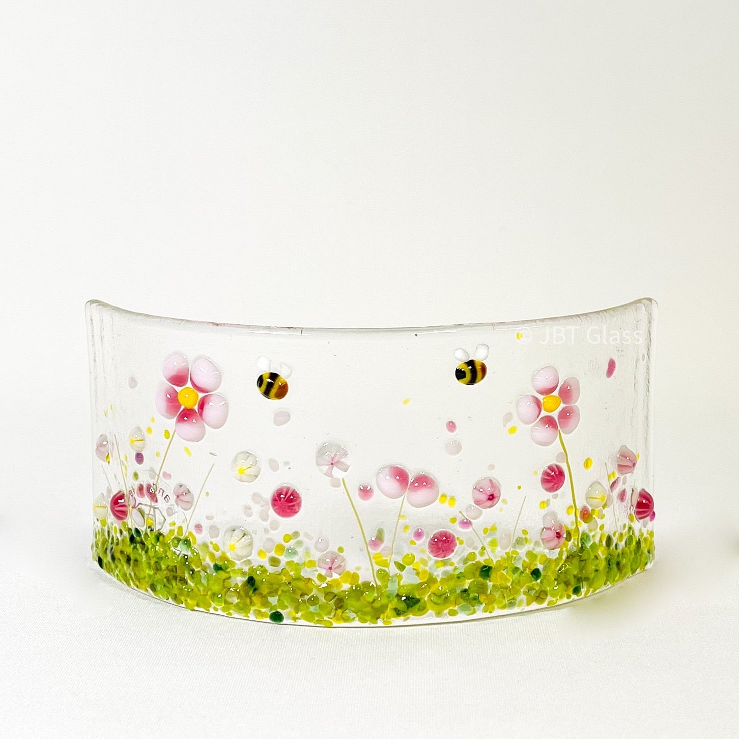 Small Narrow Glass Arch - Pink Flower