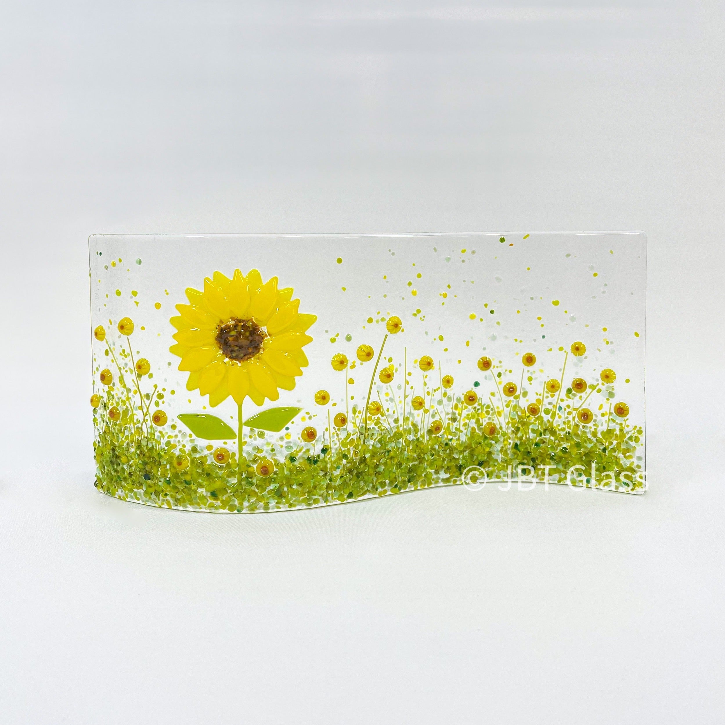Glass Screen - Fused Glass Wave Sunflower