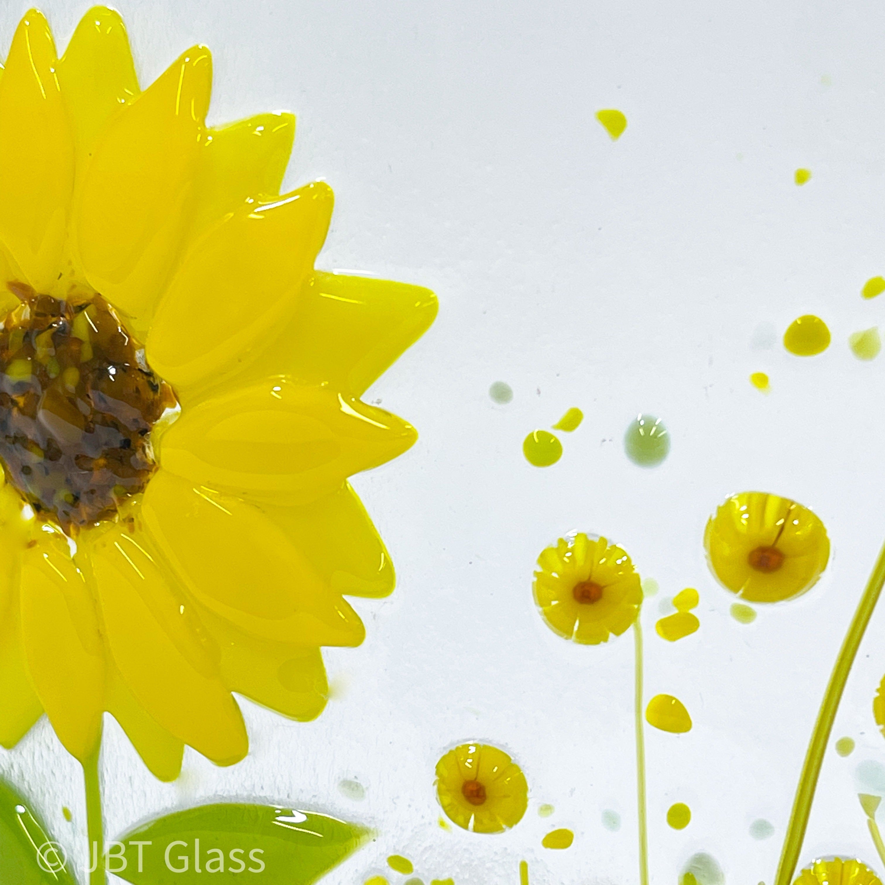 Glass Screen - Fused Glass Wave Sunflower