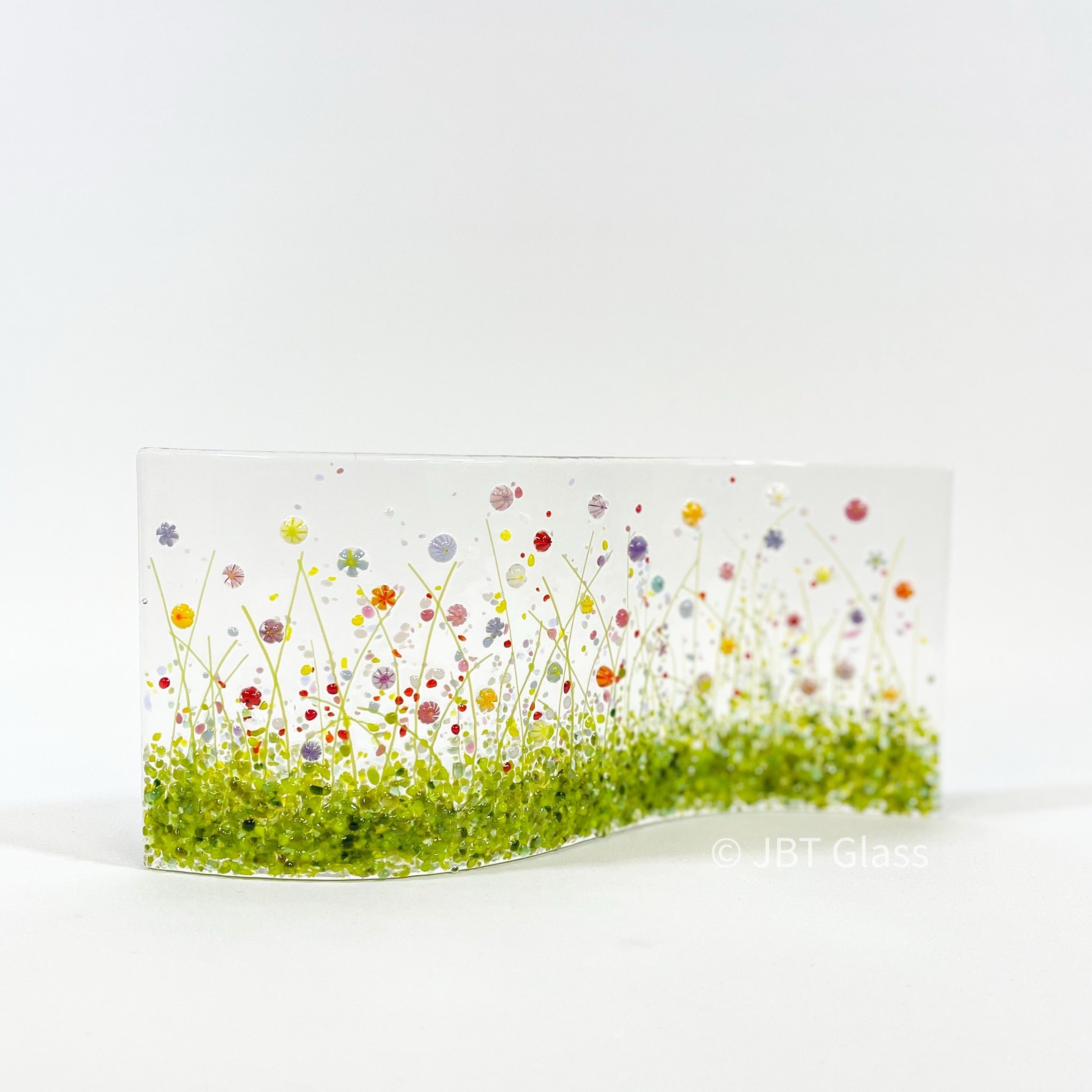 Glass Screen - Fused Glass Wave Wild Flower Meadow