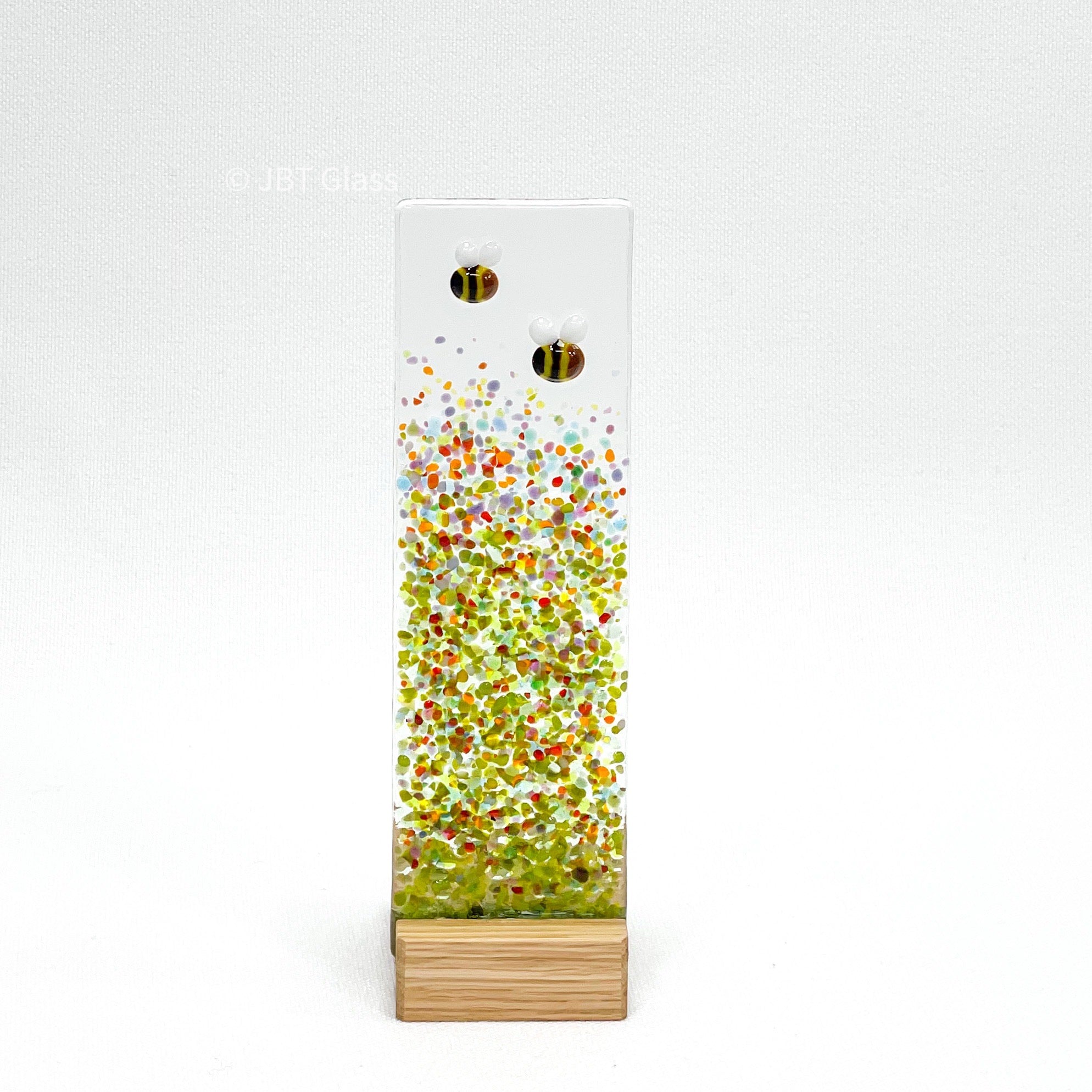 Bee Meadow in Small Oak Plinth