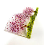 Glass Screen - Fused Glass Wave Cherry Blossom Avenue