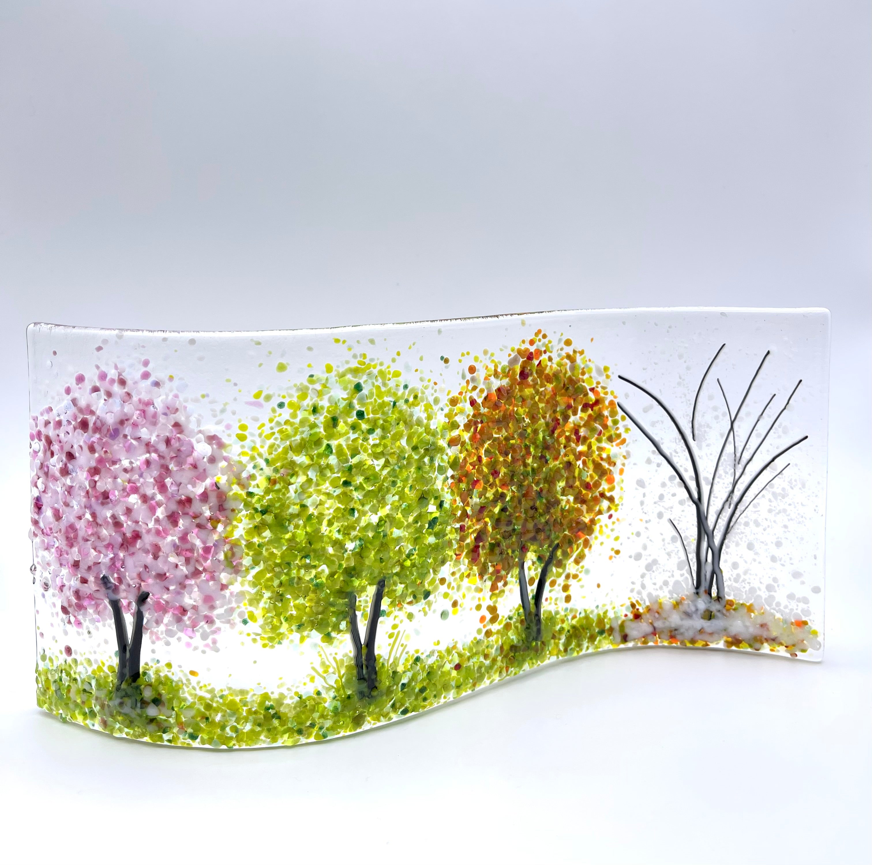 Glass Screen - Fused Glass Wave Four Seasons