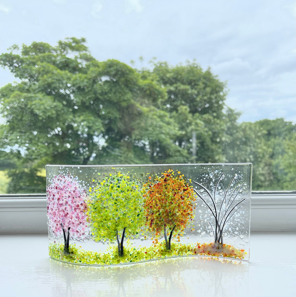 Glass Screen - Fused Glass Wave Four Seasons