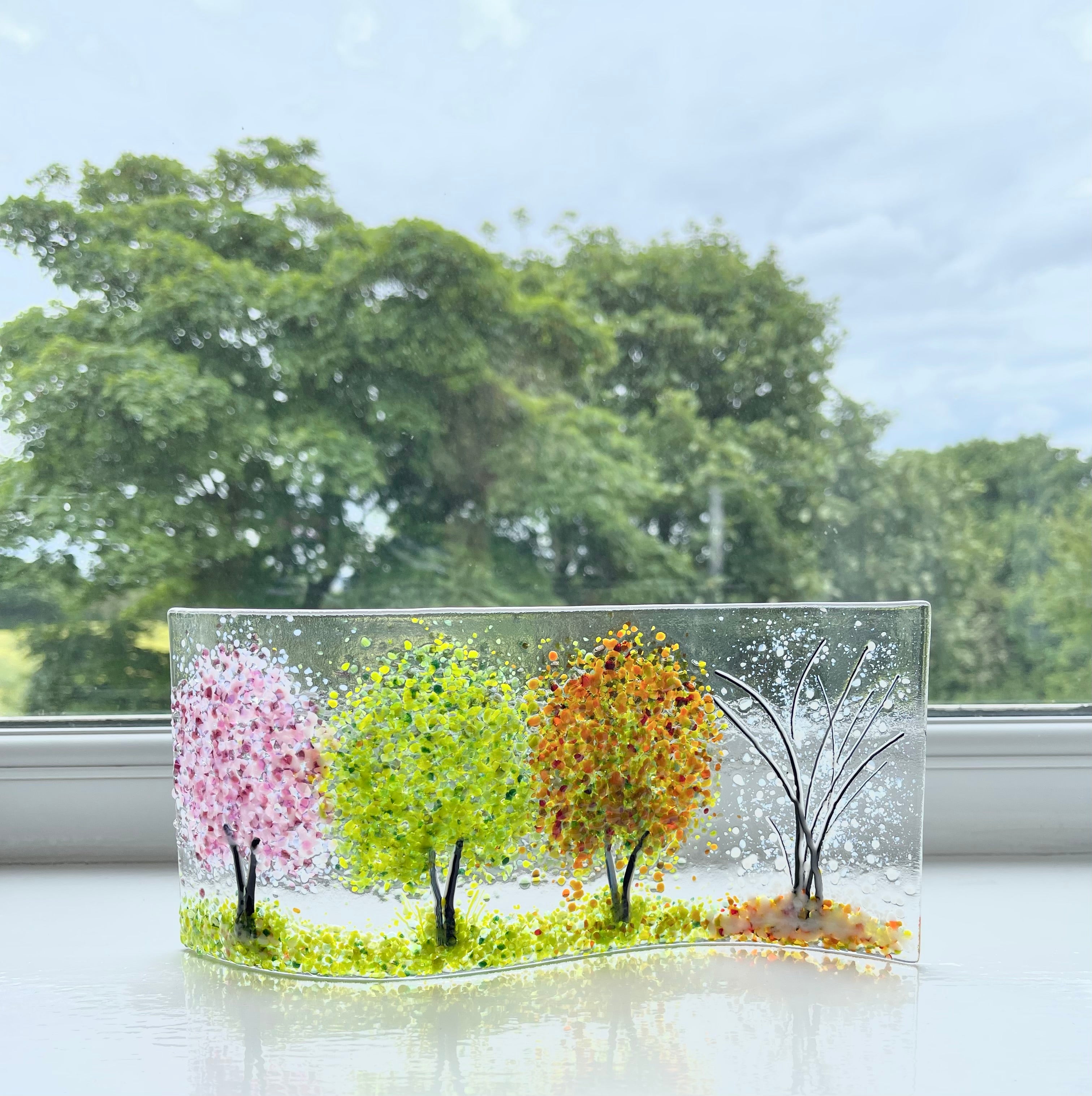 Glass Screen - Fused Glass Wave Four Seasons