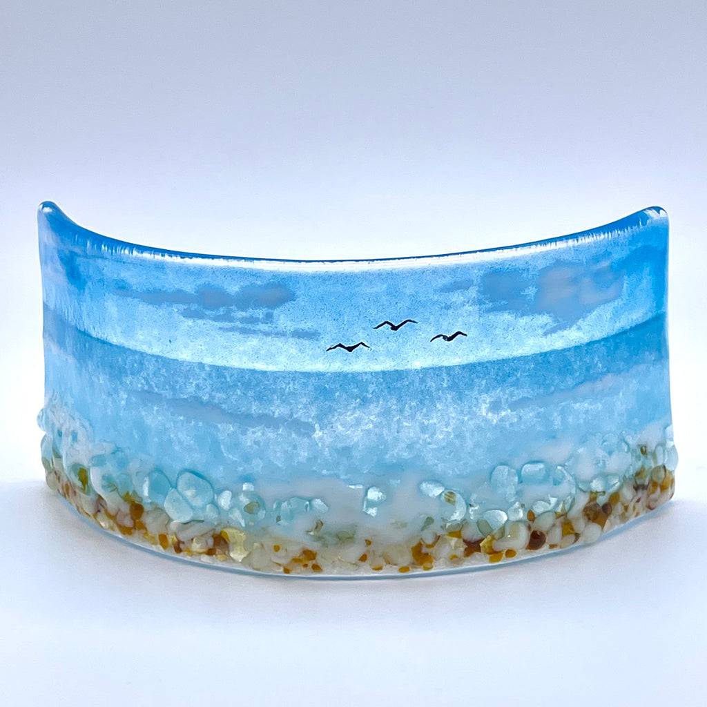 Glass Screen - Fused Glass Beach Scene