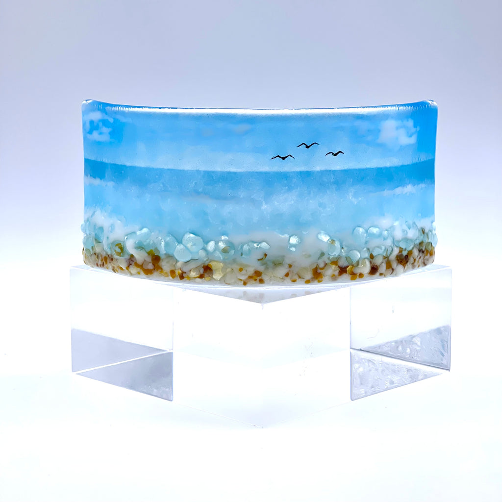 Glass Screen - Fused Glass Beach Scene