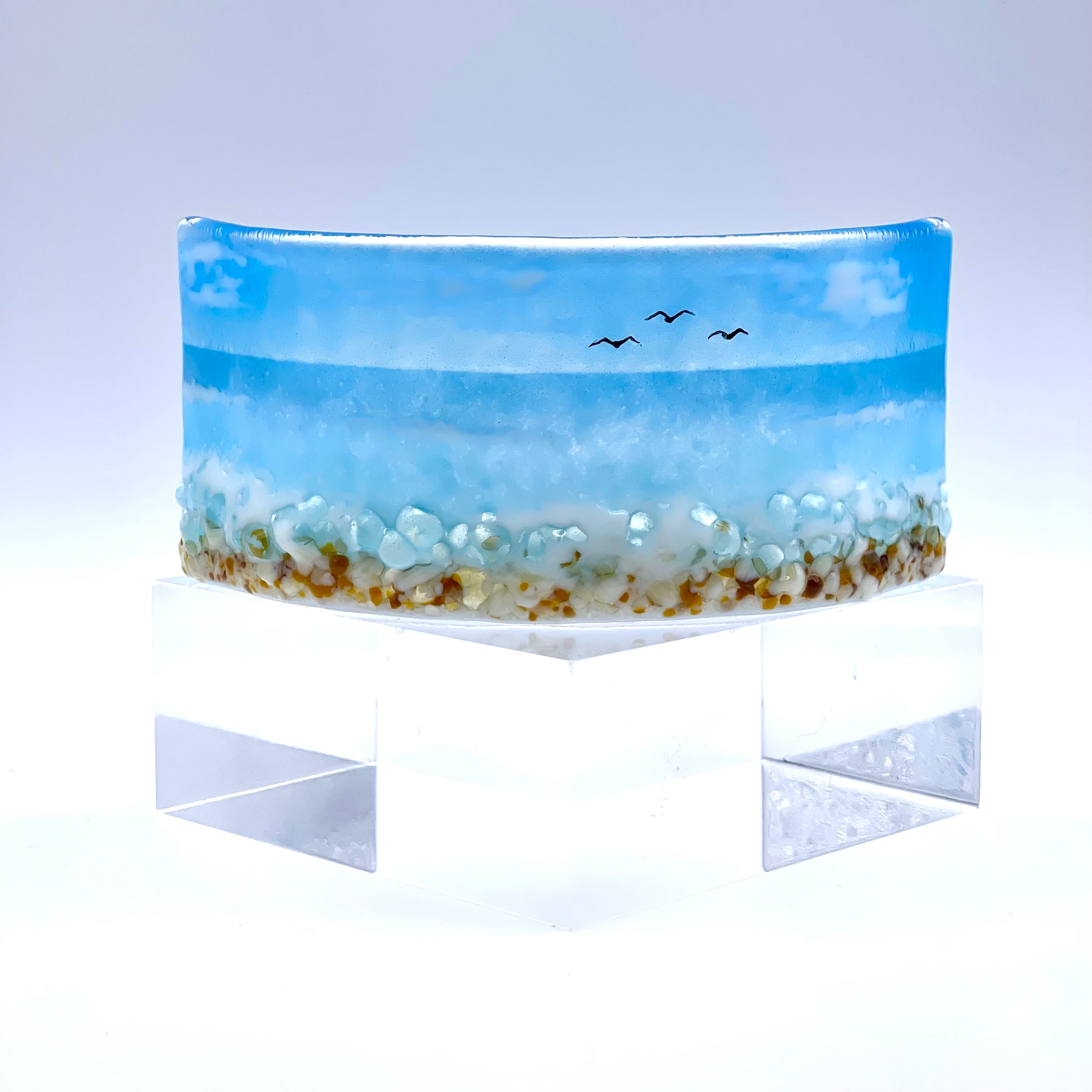 Glass Screen - Fused Glass Beach Scene